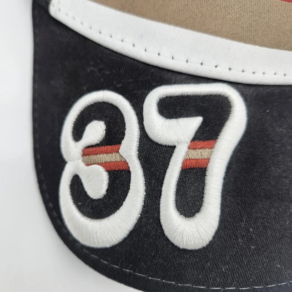Walt Disney World 37 Stripes Grumpy Stretch To Fit Black Visor Seven Dwarfs!!